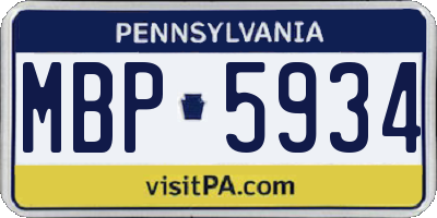 PA license plate MBP5934