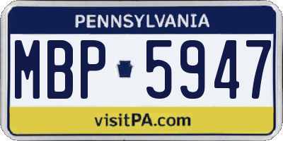 PA license plate MBP5947
