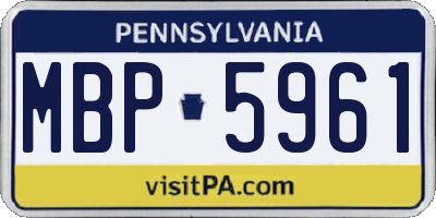 PA license plate MBP5961