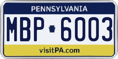 PA license plate MBP6003