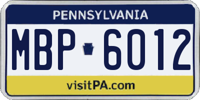 PA license plate MBP6012