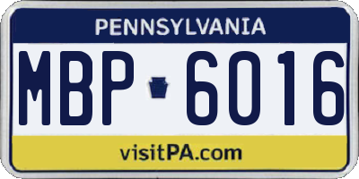 PA license plate MBP6016