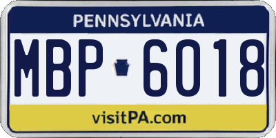 PA license plate MBP6018