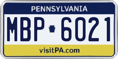 PA license plate MBP6021
