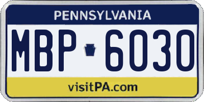 PA license plate MBP6030