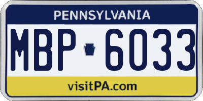 PA license plate MBP6033