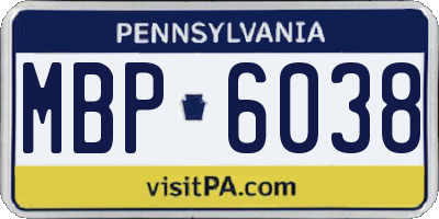 PA license plate MBP6038