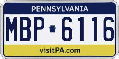 PA license plate MBP6116