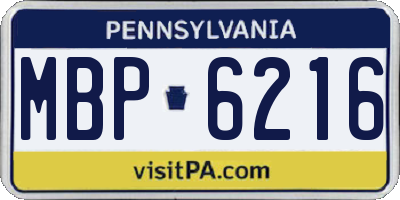 PA license plate MBP6216