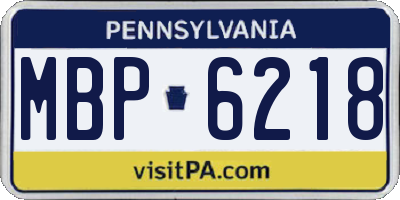 PA license plate MBP6218