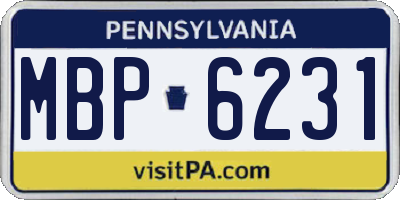 PA license plate MBP6231