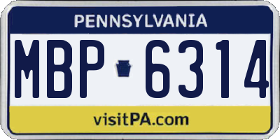 PA license plate MBP6314
