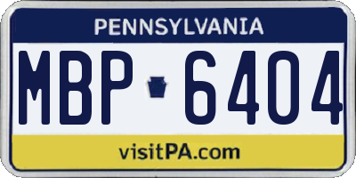 PA license plate MBP6404