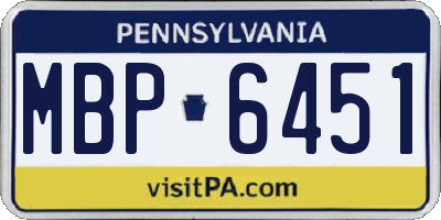 PA license plate MBP6451