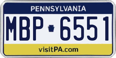 PA license plate MBP6551