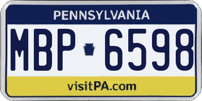 PA license plate MBP6598