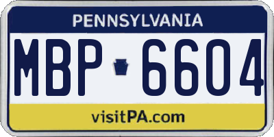 PA license plate MBP6604