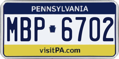 PA license plate MBP6702