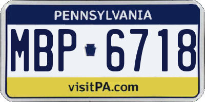 PA license plate MBP6718