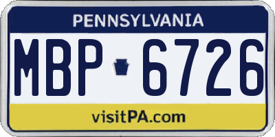 PA license plate MBP6726