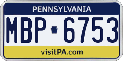 PA license plate MBP6753
