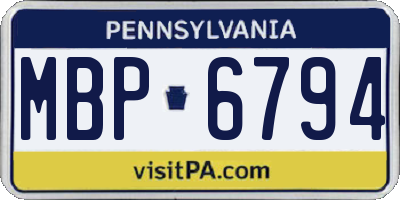 PA license plate MBP6794