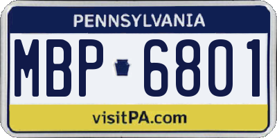 PA license plate MBP6801