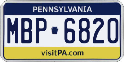 PA license plate MBP6820