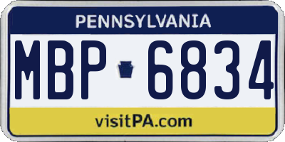 PA license plate MBP6834
