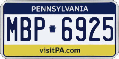 PA license plate MBP6925