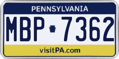 PA license plate MBP7362