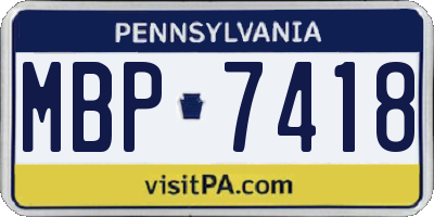 PA license plate MBP7418