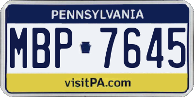 PA license plate MBP7645