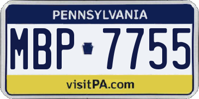 PA license plate MBP7755