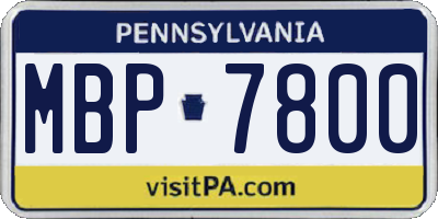 PA license plate MBP7800