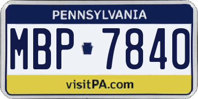 PA license plate MBP7840