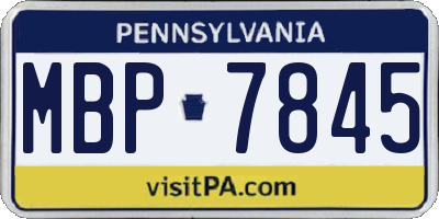 PA license plate MBP7845