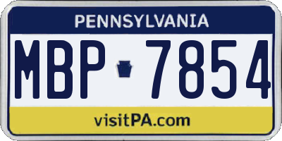 PA license plate MBP7854