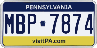 PA license plate MBP7874