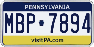 PA license plate MBP7894