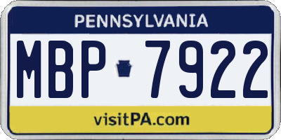 PA license plate MBP7922