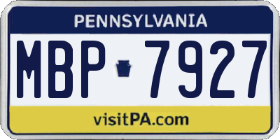 PA license plate MBP7927