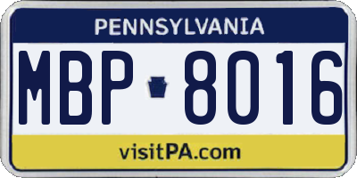 PA license plate MBP8016