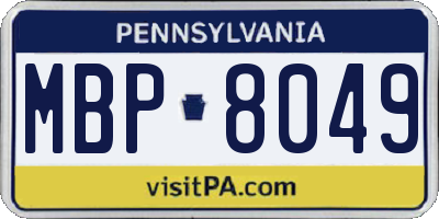 PA license plate MBP8049