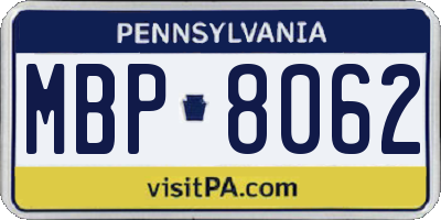 PA license plate MBP8062