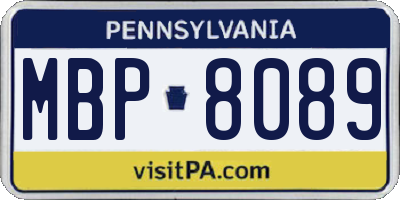 PA license plate MBP8089