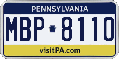 PA license plate MBP8110