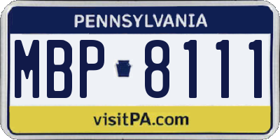 PA license plate MBP8111