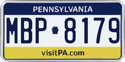 PA license plate MBP8179