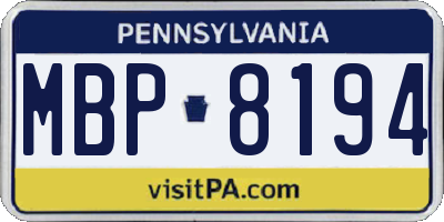 PA license plate MBP8194